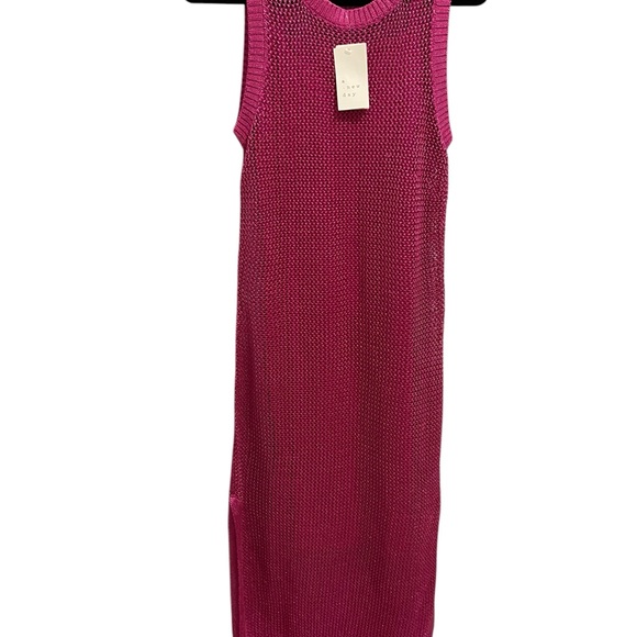 NWT Women's Openwork Midi Tank Dress - A New Day Pink small boxBN - Picture 2 of 6